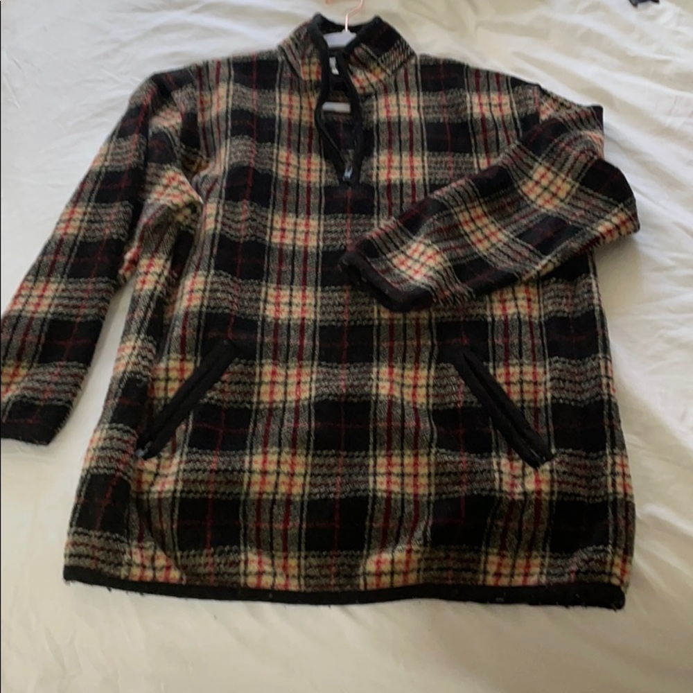Plaid oversized sweater. Cozy and warm.